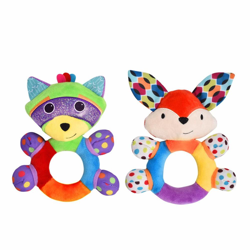 Hochets et anneaux en peluche  | Jouets de dentition pour bébés, hochets pour filles et garçons, jouets d’apprentissage pour nouveau-nés, cloche douce à saisir, secouer, bruit de froissement, jouets sensoriels, accessoires de voyage pour bébés de 0 à 12 mois.