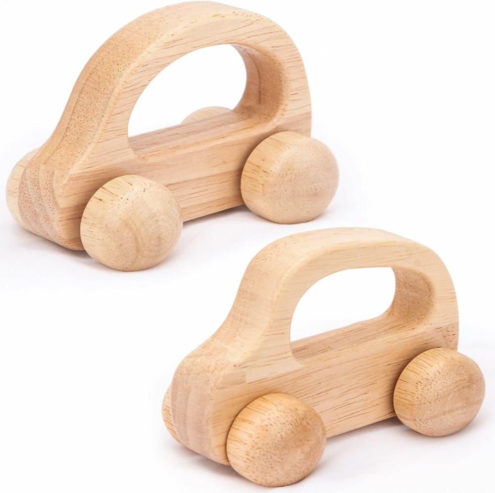 Hochets et anneaux en peluche  | Jouets en Bois pour Bébé Voitures en Bois 2 Pcs Voitures en Bois pour Tout-Petits 1-3 Ans Jouets Montessori pour Bébés 0-6-12 Mois Décoration Neutre pour Chambre d’Enfant Jouet en Bois Voitures en Bois Jouets pour Bébé Voitures en Bois pour Enfants