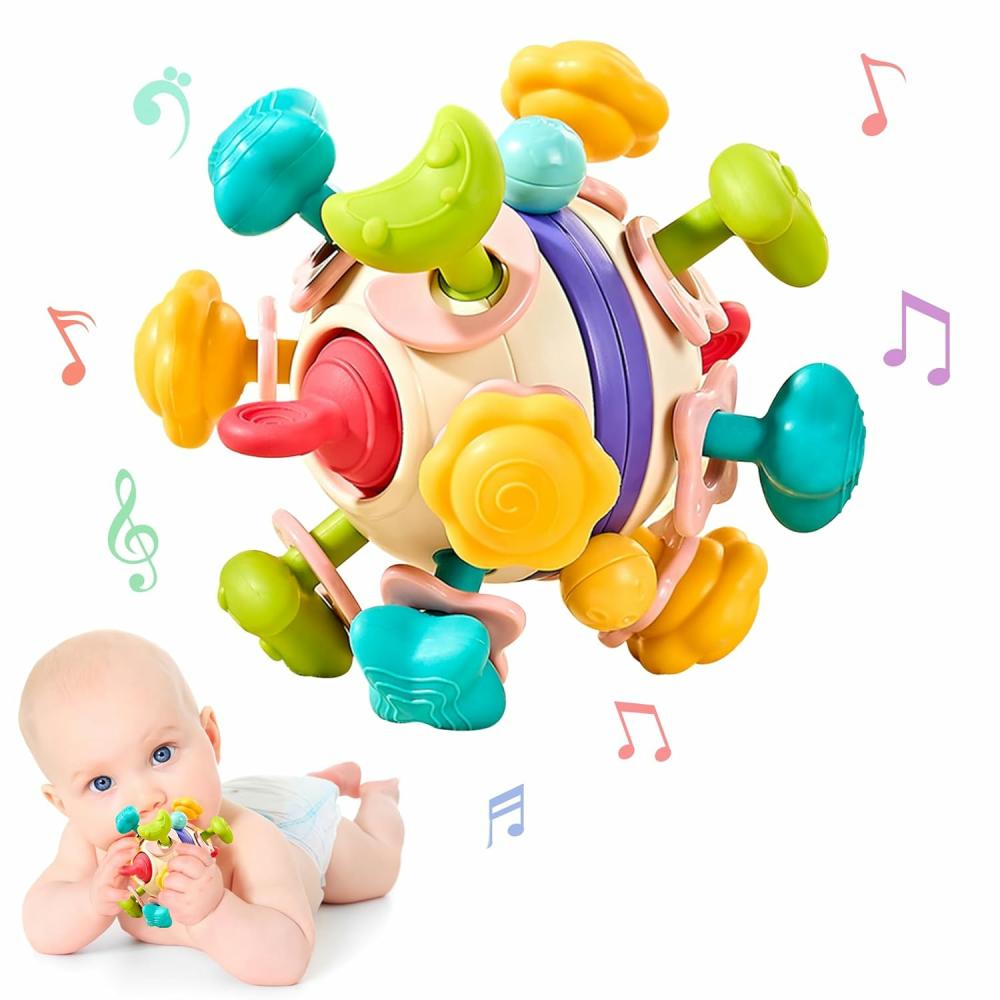 Hochets et anneaux en peluche  | Jouets Sensoriels pour Bébé – Jouets Montessori pour la Dentition des Bébés, Anneaux de Dentition, Hochets à Mordre pour les Enfants de 0 à 18 Mois, Cadeaux pour Nouveaux-nés Garçons et Filles, Jouets Éducatifs de Voyage pour Tout-Petits