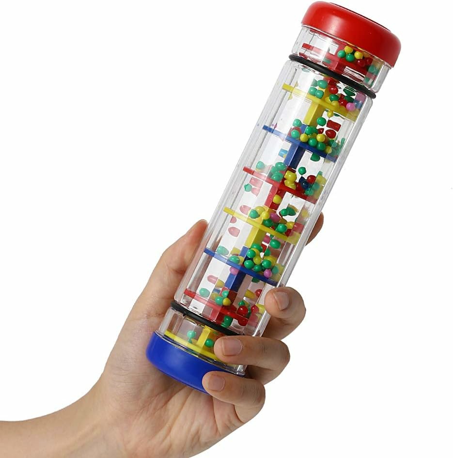 Hochets et anneaux en peluche  | Rainmaker Mini Rainstick de 20 cm pour bébés – Tube à hochet, bâton de pluie, instrument musical sensoriel auditif pour bébé fille (20 cm)