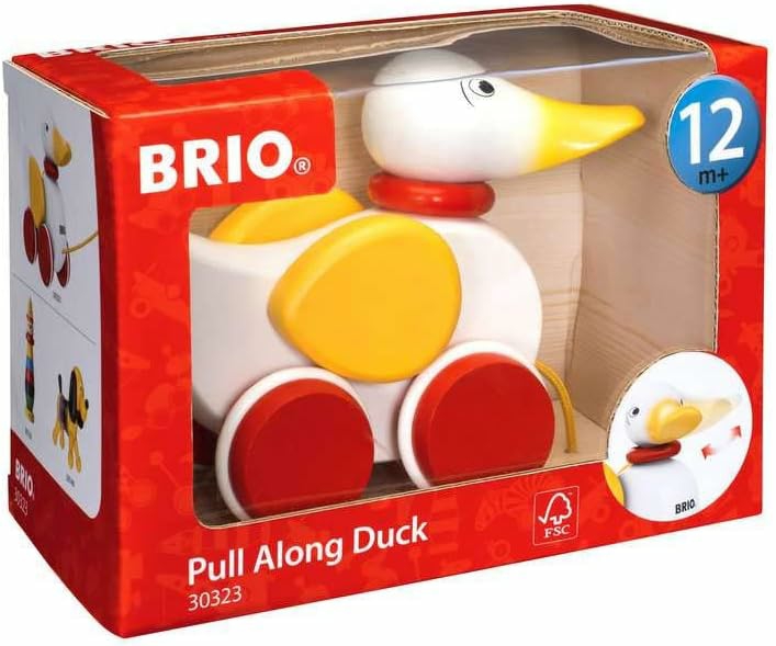 Jouets à tirer et à pousser  | Bébé et Tout-Petit 30323 – Canard à Traîner en Bois | Ailes Battantes | Développement Engagé des Compétences Motrices | Matériaux en Bois Certifiés Durables | Idéal Pour les Enfants de 1 An et Plus