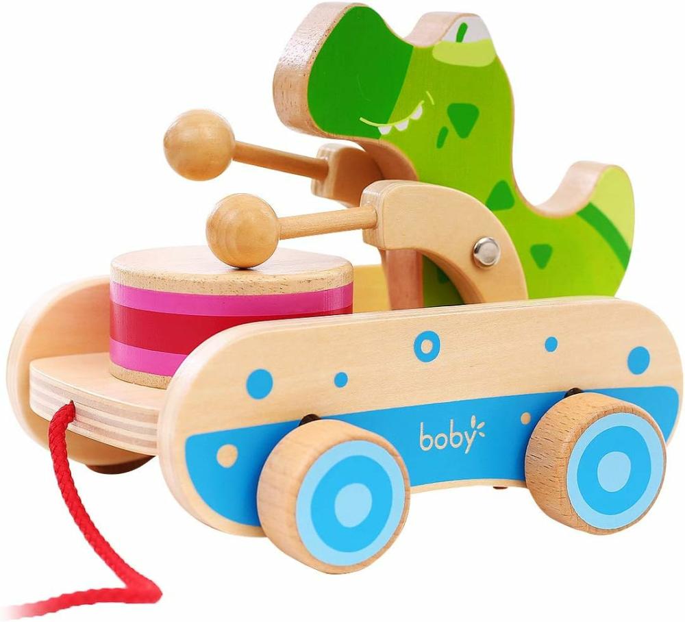 Jouets à tirer et à pousser  | Boby Crocodile à Traîner Click Clack – Crocodile à Marcher Pour Votre Tout-Petit – Jouet en Bois à Pousser et Tirer Pour Les Premiers Pas