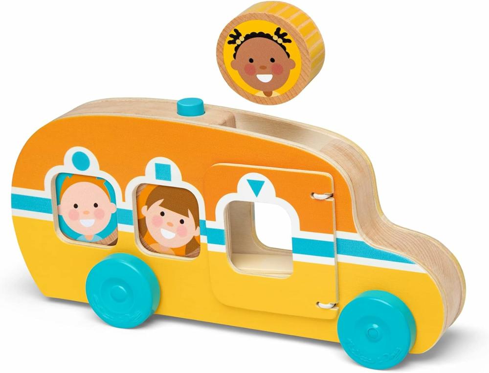 Jouets à tirer et à pousser  | Bus en bois Roll & Ride Go Tots avec 3 disques – Certifié FSC