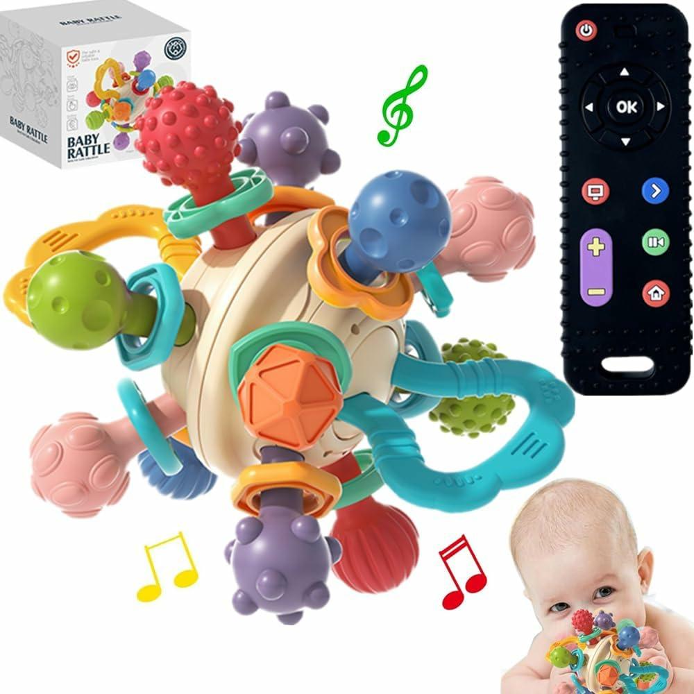 Jouets à tirer et à pousser  | Jouets de dentition sensoriels pour bébés – Jouets Montessori pour bébés – Cadeaux pour nourrissons garçons et filles de 0 à 18 mois – Hochets à mâcher pour bébés – Jouets éducatifs pour tout-petits