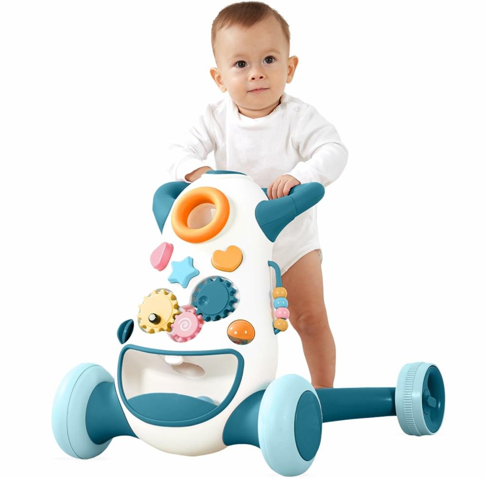 Jouets à tirer et à pousser  | Kub Baby et Trottinette pour Tout-Petits Jouet Pousseur avec Effets Sonores et Lumineux Interactifs Centre d’Activités Musical Montessori Roue à Vitesse Ajustable Sûr et Stable Cadeau Amusant pour Garçon et Fille Apprenant à Se Lever et à Marcher