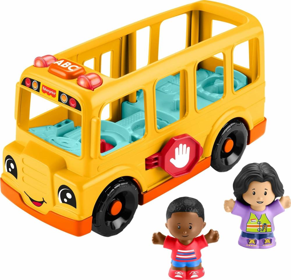 Jouets à tirer et à pousser  | Petite voiture d’école musicale pour tout-petits, véhicule à pousser avec 2 figurines pour le jeu de rôle, à partir de 1 an.