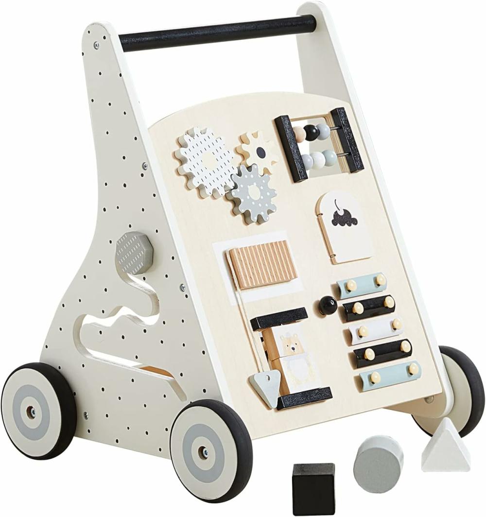 Jouets à tirer et à pousser  | Pousseur en Bois pour Bébé – Trottinette d’Apprentissage – Jouet d’Activité pour Enfants – Centre d’Activités Multiples – Développe les Compétences Motrices et Stimule la Créativité (Naturel)