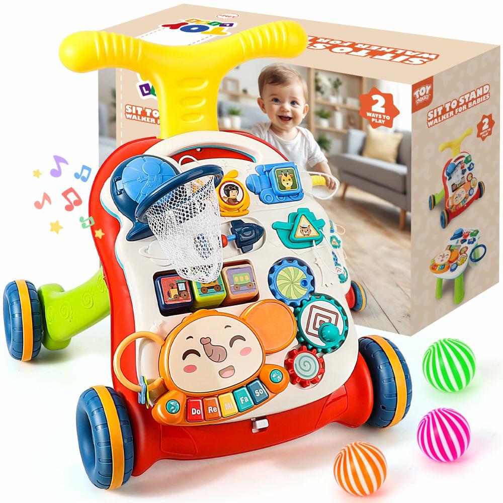 Jouets à tirer et à pousser  | Pousseurs pour bébés de 12 mois – Trottinette assise à debout pour fille et garçon – Jouets à pousser 3 en 1 pour bébés apprenant à marcher – Pousseur d’activités pour bébés – Jouet de marche pour enfant de 1 an