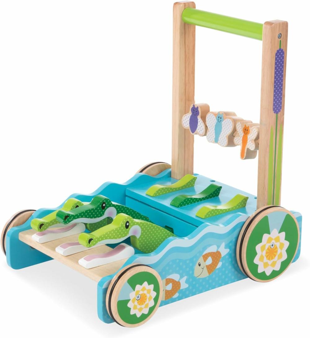 Jouets à tirer et à pousser  | Premier Jouet Poussoir en Bois Chomp et Clack Alligator et Trottinette d’Activité – Jouet de Poussette de Développement pour Bébé, Idéal pour les Tout-Petits de 1 an et Plus – 1 Unité