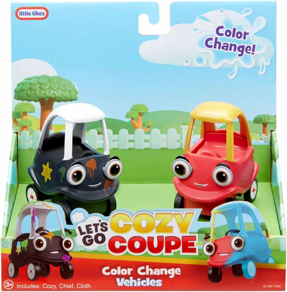 Jouets à tirer et à pousser  | Véhicules Mini Color Change Let’s Go Cozy Coupe 2Pk pour Table ou Sol – Voiture à Pousser, Amusement et Changement de Couleur pour Tout-Petits, Garçons et Filles de 3 ans et plus – Rouge