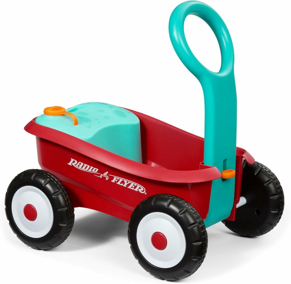 Jouets à tirer et à pousser  | Wagon de marche Bubble Buddy  Machine à bulles pour enfants  Poussette rouge pour bébés avec roues pour les 1-4 ans