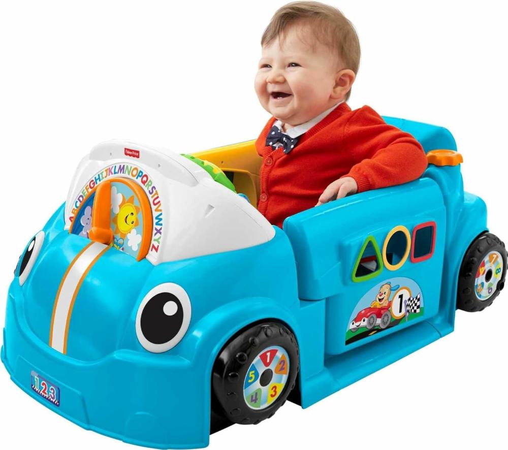 Jouets électroniques de développement précoce  | Jouet d’apprentissage pour bébé – Voiture d’activité Crawl Around Laugh & Learn avec Smart Stages pour nourrissons de 6 mois et plus – Bleu (Exclusivité Amazon)