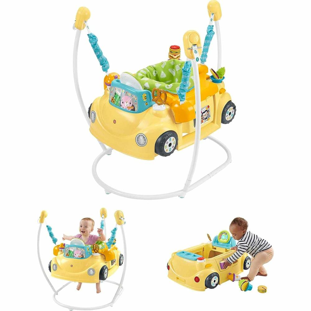 Jouets électroniques de développement précoce  | Jouet d’apprentissage pour tout-petit 2-en-1 Jumperoo Servin’ Up Fun Centre d’activités avec musique, lumières et puzzle de tri de formes