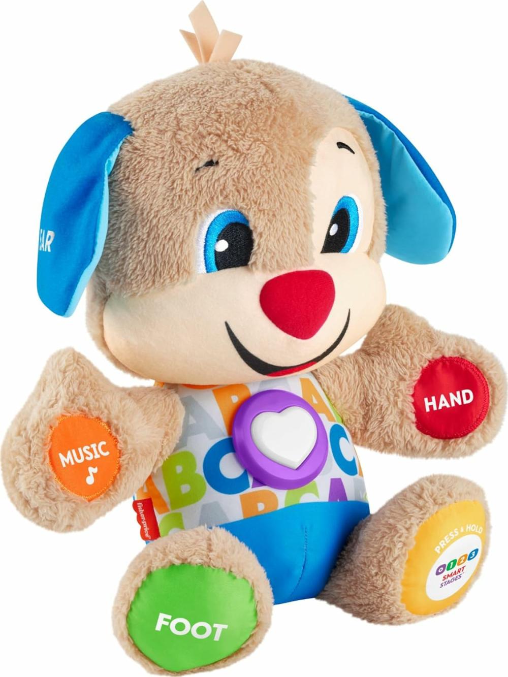 Jouets électroniques de développement précoce  | Jouet pour bébé et tout-petit – Chien en peluche musical Laugh & Learn Smart Stages avec lumières et phrases pour les nourrissons de 6 mois et plus