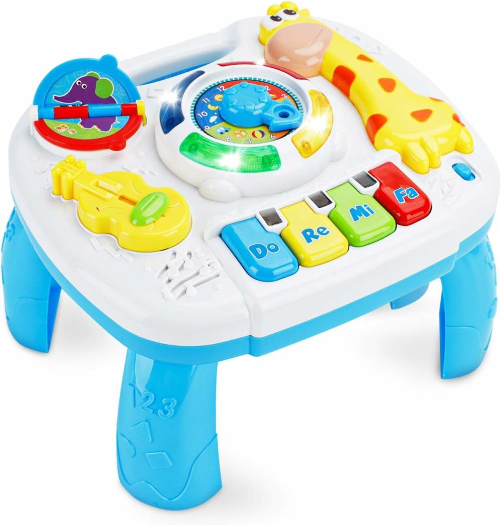 Jouets électroniques de développement précoce  | Jouets pour bébés de 6 à 12-18 mois, table d’activité musicale éducative pour l’apprentissage, jouets centraux pour tout-petits, nourrissons, enfants de 1 à 3 ans, garçons et filles, cadeaux, taille 24,6 x 22,1 x 18 cm.