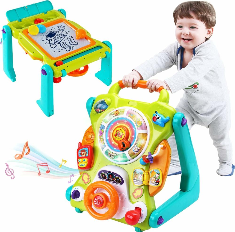 Jouets électroniques de développement précoce  | Trois en Un Trotteur Bébé Jouets À Asseoir Et À Se Lever Centre D’Activités Pour Enfants Table Musicale Amusante Pour Tout-Petits Lumières Et Sons Apprentissage Cadeau D’anniversaire Pour 9 12 18 Mois 1 2 Ans Bébé Garçon Fille