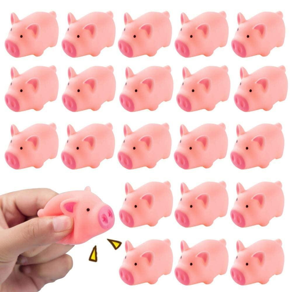 Jouets de bain  | 20 Pcs Mini Pigs en Caoutchouc pour Bébés – Jouets de Bain Roses avec Son de Cris – Cadeaux de Fête pour Enfants