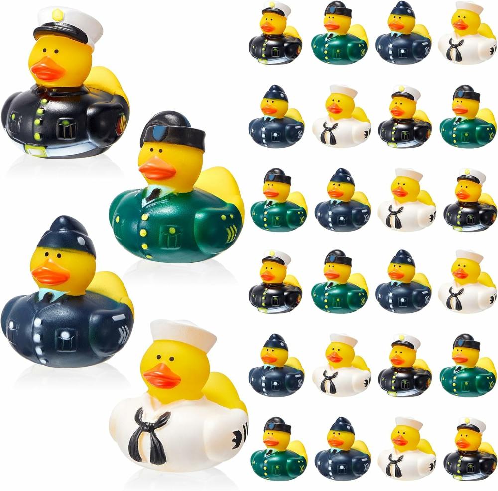 Jouets de bain  | 24 Pcs 2,17 Pouces Canards Militaires Uniformes Forces Armées Canards en Caoutchouc Militaires Cadeaux de Fête Canards en Caoutchouc Cool pour Douche Anniversaire Cadeau