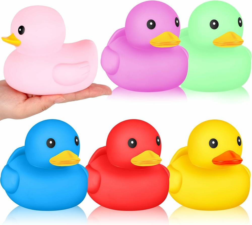 Jouets de bain  | 6 Pcs Assortiment de Canards en Caoutchouc Multicolores – Canards en Caoutchouc Squeak en Gros pour Enfants, Bébés, Bains, Douches, Piscines, Activités en Classe, Été, Plage (5 Pouces, Style Éclatant)