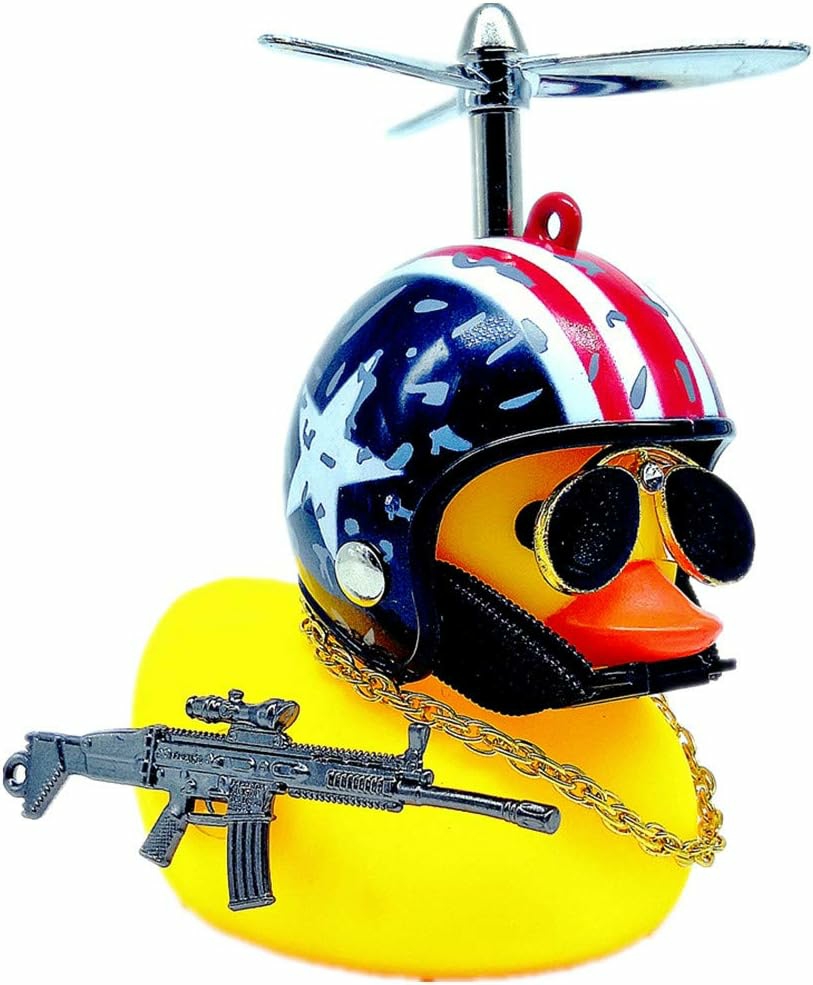 Jouets de bain  | Canard en Caoutchouc Patos Pour Lumières de Jeep Canard de Noël Canard Marin Jouet Compagnon Cool Canards Sifflants Lunettes Canards en Caoutchouc Drôles (Étoiles et Rayures + Petit Canard Jaune)