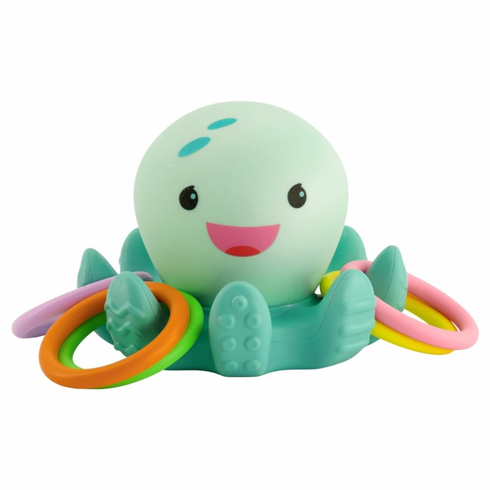 Jouets de bain  | Cercle Lumineux Attrape-Rings – Octopus Éclairant Avec Cinq Anneaux À Lancer Pour Développer Les Compétences Motrices Fines Et Grossières Chez Les Bébés Et Les Tout-Petits 6M+