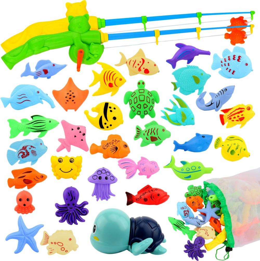 Jouets de bain  | Jeu de jouets de pêche magnétique pour piscine – Table d’eau – Jouet de bain – Canne à pêche avec poissons flottants – Cadeaux d’anniversaire pour enfants de 3 à 6 ans – Jouets d’extérieur pour enfants