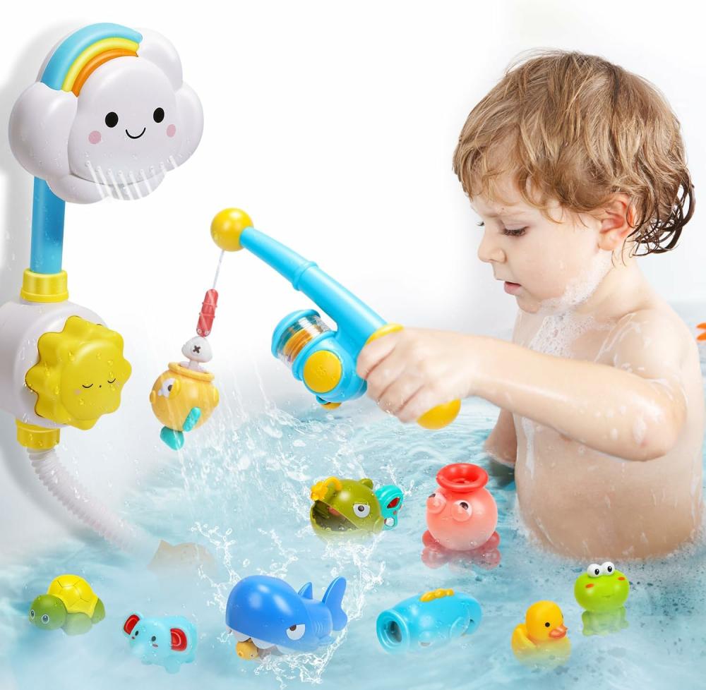 Jouets de bain  | Jouet de bain avec douche et jouets flottants, jeu de pêche magnétique pour tout-petits et bébés