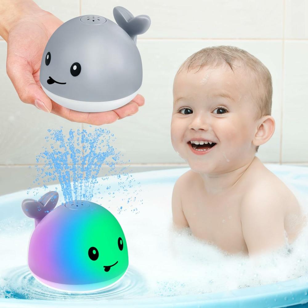 Jouets de bain  | Jouet de bain bébé baleine  Jouet de fontaine de bain rechargeable par USB  6-12 12-18 mois  Jouets de bain lumineux  Arroseur  Jouets de piscine pour baignoire  Pour tout-petits 1-3 2-4  Bébé enfant 2 3 4 5  Cadeaux de douche