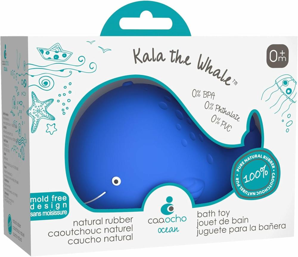 Jouets de bain  | Jouet de bain en caoutchouc naturel pur – Jouet pour bébé Kala la baleine – Jouets de bain sans trous – Jouets de bain sans BPA pour nourrissons – Jouet en caoutchouc naturel scellé sans trous pour bébé