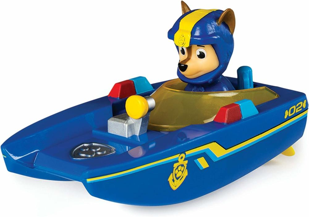 Jouets de bain  | Jouet de bain Pat’ Patrouille pour garçons et filles – Bateau de sauvetage Chase – Jouet de piscine à remontage pour le bain – Sans piles nécessaires – Idée de cadeau de Noël, de vacances ou d’anniversaire pour les enfants de 4 ans et plus.