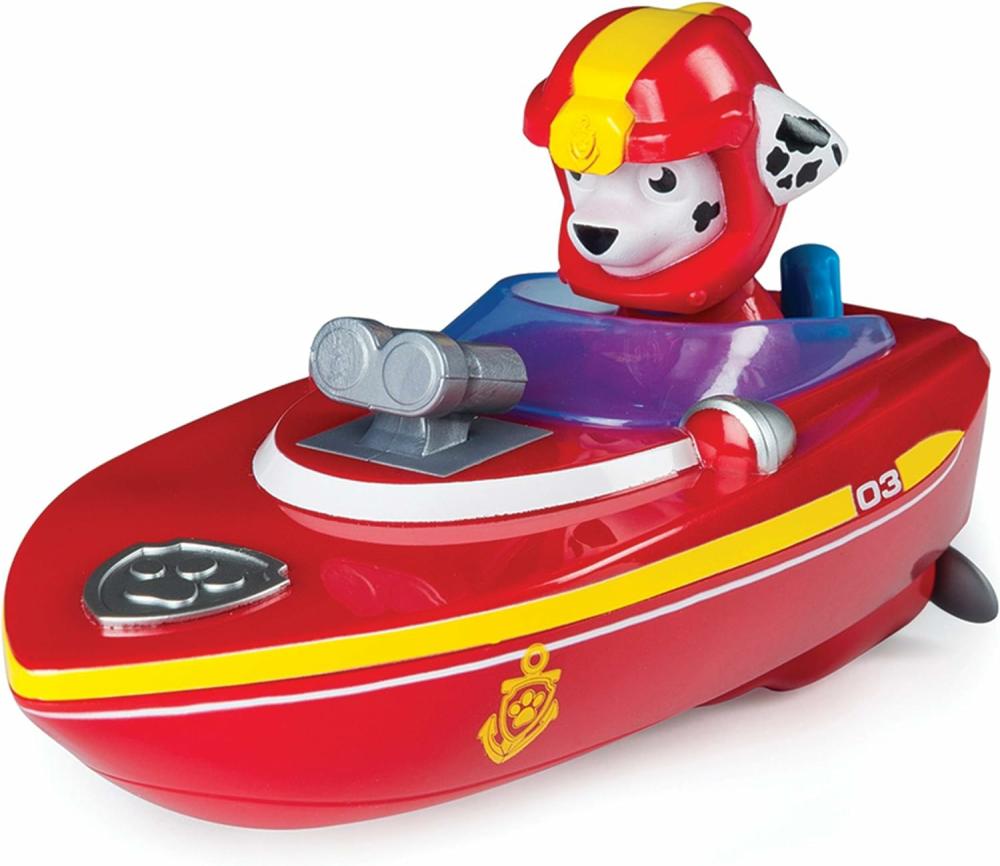 Jouets de bain  | Jouet de bain Pat’ Patrouille pour garçons et filles – Bateau de secours Marshall – Jouet de piscine et d’eau à remonter pour le bain – Sans piles requises – Idée de cadeau de Noël, de vacances ou d’anniversaire pour les enfants de 4 ans et plus