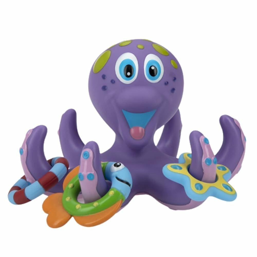 Jouets de bain  | Jouet Octopus Flottant Avec 3 Anneaux Hoopla – Jouet de Bain Bébé Sans BPA Pour Garçons et Filles – 18 Mois et Plus – Violet (Pack de 1)