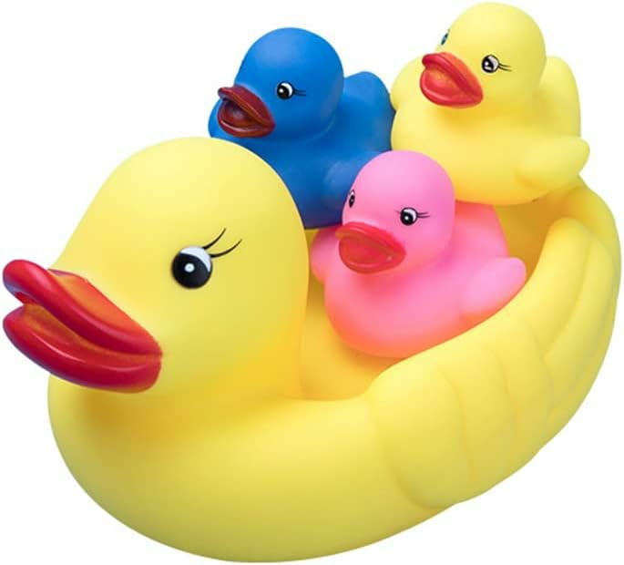 Jouets de bain  | Jouets de bain en caoutchouc – Canards en caoutchouc – Famille de canards qui couinent et flottent – Jouets pour bébé – Décoration de fête pour les tout-petits garçons et filles (Famille de canards colorés)