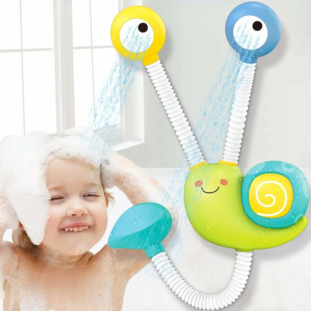 Jouets de bain  | Jouets de bain pour enfants – Pompe à eau automatique en forme d’escargot avec 2 têtes de douche de bain – Jouets aquatiques pour bébés – Jouets de baignoire pour tout-petits – Cadeau pour garçons et filles