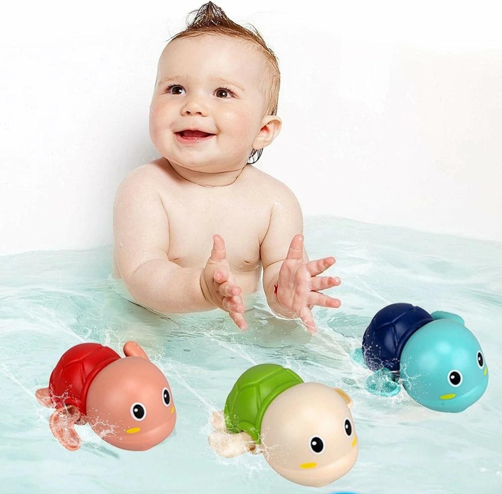 Jouets de bain  | Jouets de bain pour tout-petits 1-3 ans – Jouets de baignoire à remonter pour garçons et filles de 1, 2, 3 et 4 ans – Cadeaux de jouets aquatiques pour bébés – Mignons petits tortues flottantes pour tout-petits de 1 à 4 ans – Cadeaux de Noël et d’anniversaire pour enfants.