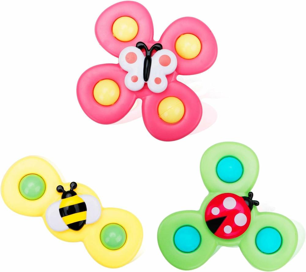 Jouets de bain  | Jouets de Succion pour Bébé – 3Pc Jouets de Bain pour Bébé avec Ventouse Rotative pour Table à Manger/Bain/Voyage