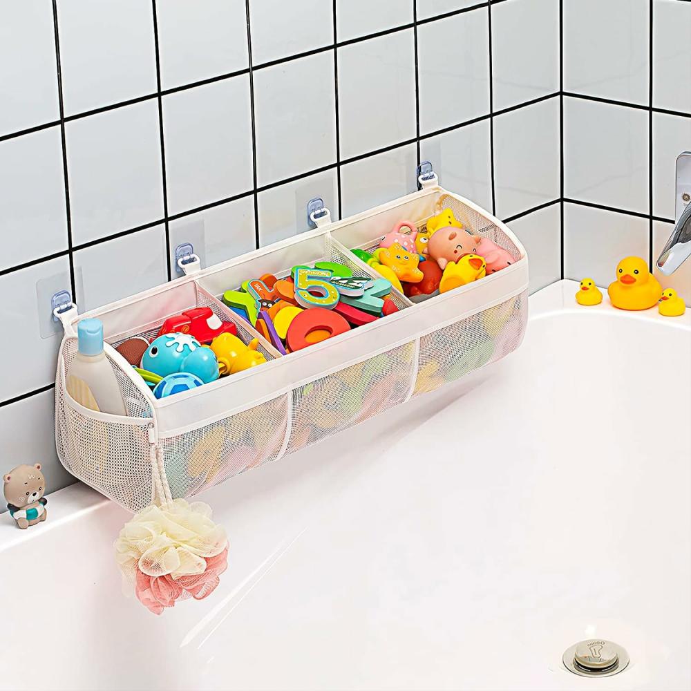 Jouets de bain  | Organisateur de jouets de bain horizontal à 3 compartiments avec grandes ouvertures pour baignoire – Amélioration de la capacité de stockage et de maintien des jouets de bain – Support de jouets de baignoire pour un accès facile et un tri des jouets.