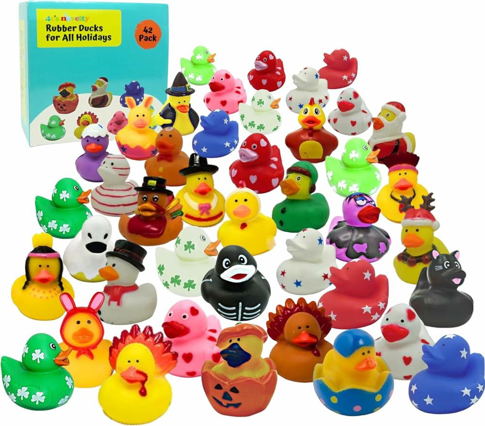 Jouets de bain  | Tous les canards en caoutchouc pour les fêtes en gros, pack de 42 – Comprend des canards en caoutchouc patriotiques, jouets de bain pour enfants garçons et filles, cadeau pour les propriétaires de Jeep, Jeep Ducking par 4Es Novelty.