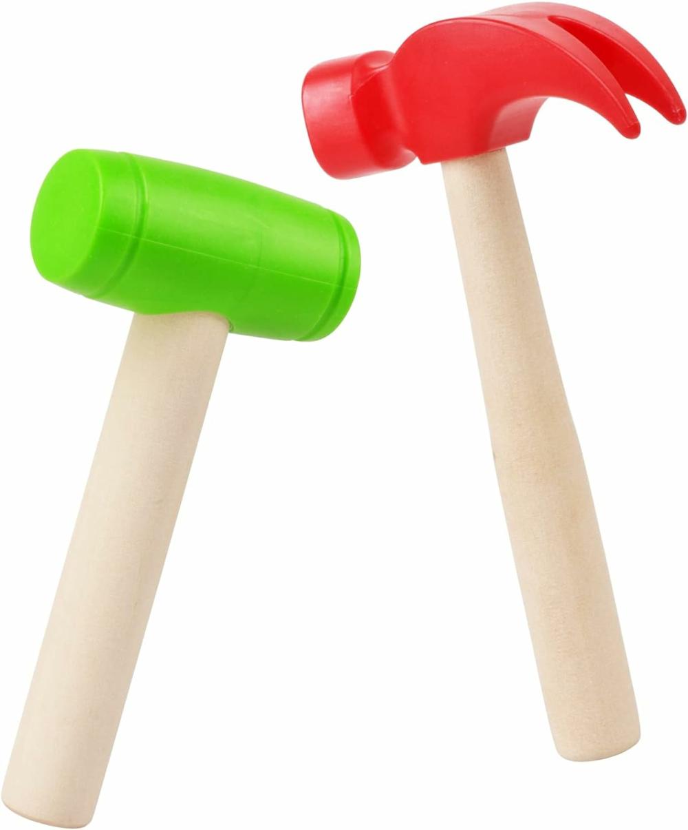 Jouets de martelage et de frappe  | 2 pièces de marteaux en bois jouet, marteaux en plastique petits pour enfants, marteau à griffes portable pour les tout-petits, outils de maintenance pour enfants, jouets de jeu de rôle, faux marteau pour garçons et filles.