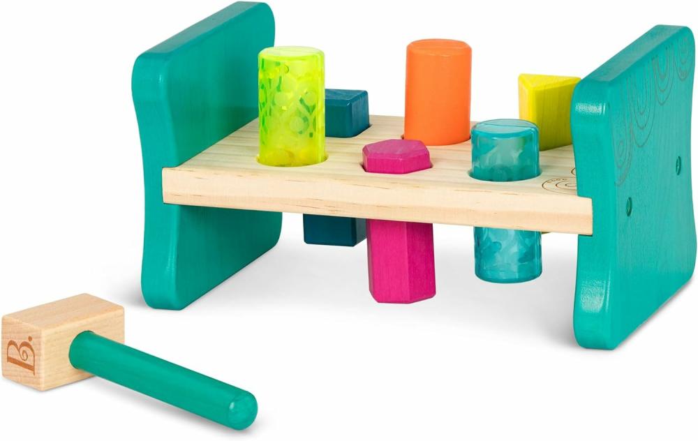 Jouets de martelage et de frappe  | – Tri de Formes en Bois – Banc de Martelage pour le Tri des Formes – 6 Piquets et Marteau en Jouet – Jouets Classiques pour Tout-Petits – À partir de 2 Ans – Coloré, Frappez et Jouez