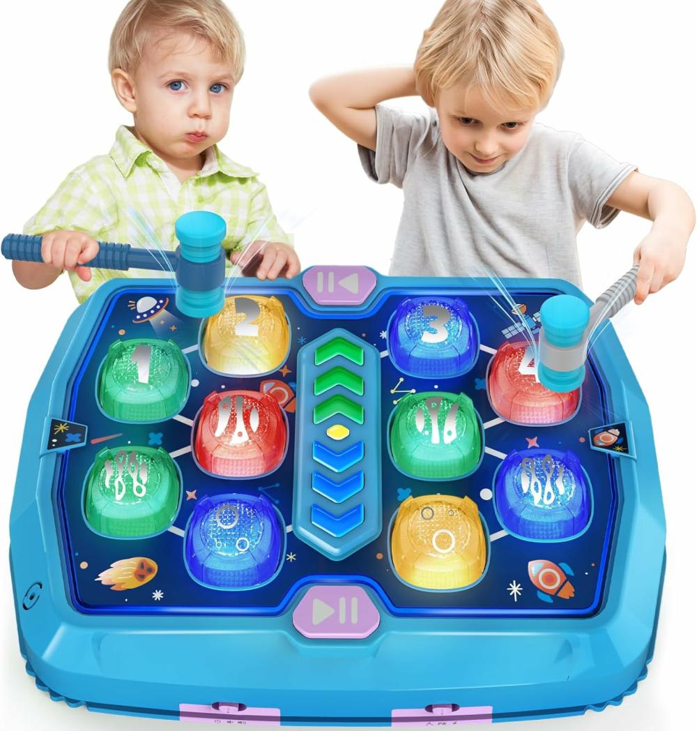 Jouets de martelage et de frappe  | Jeu de Frappage de Taupe pour Tout-Petits 2-4 Ans – Jouets pour Garçons et Filles de 3 à 6 Ans – 3 Modes de Jeu avec Musique et Lumière, Jouets Interactifs pour Tout-Petits avec 2 Marteaux – Cadeaux de Fête/Anniversaire pour Enfants de 3 à 5 Ans et Plus