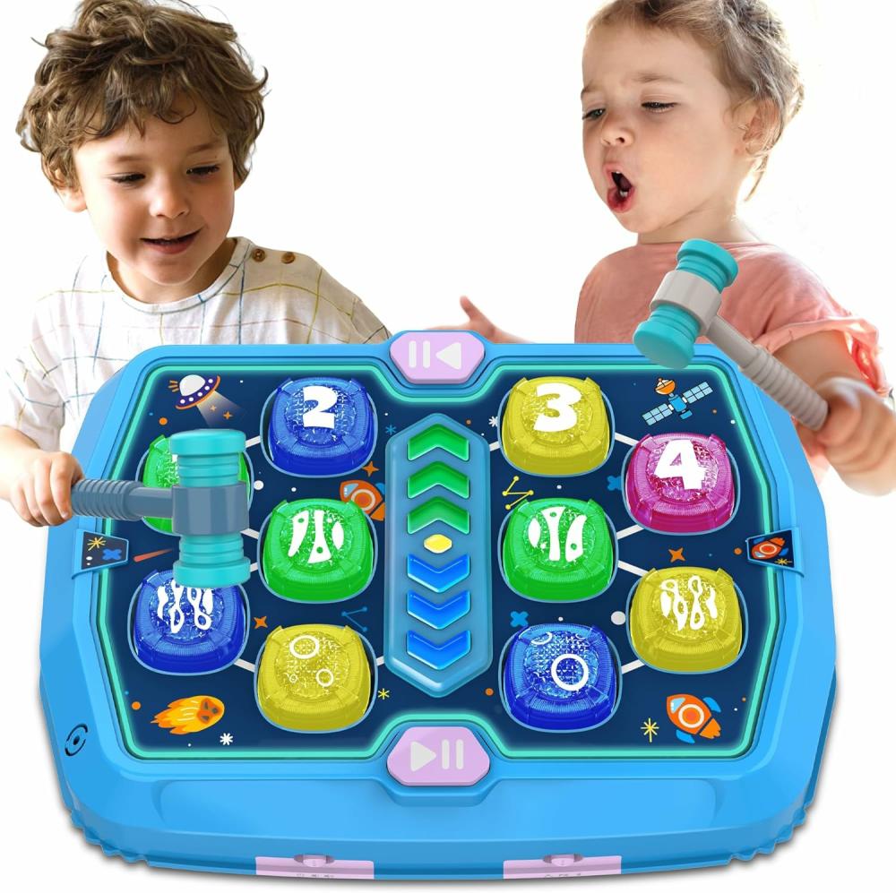 Jouets de martelage et de frappe  | Jouet de jeu de frappe de taupe pour tout-petits – Jouets pour garçons/filles de 3 à 6 ans et plus – Jouets éducatifs interactifs avec 2 marteaux, son et lumière, mode PK – Cadeaux d’anniversaire et de Noël pour enfants de 3 à 6 ans et plus.