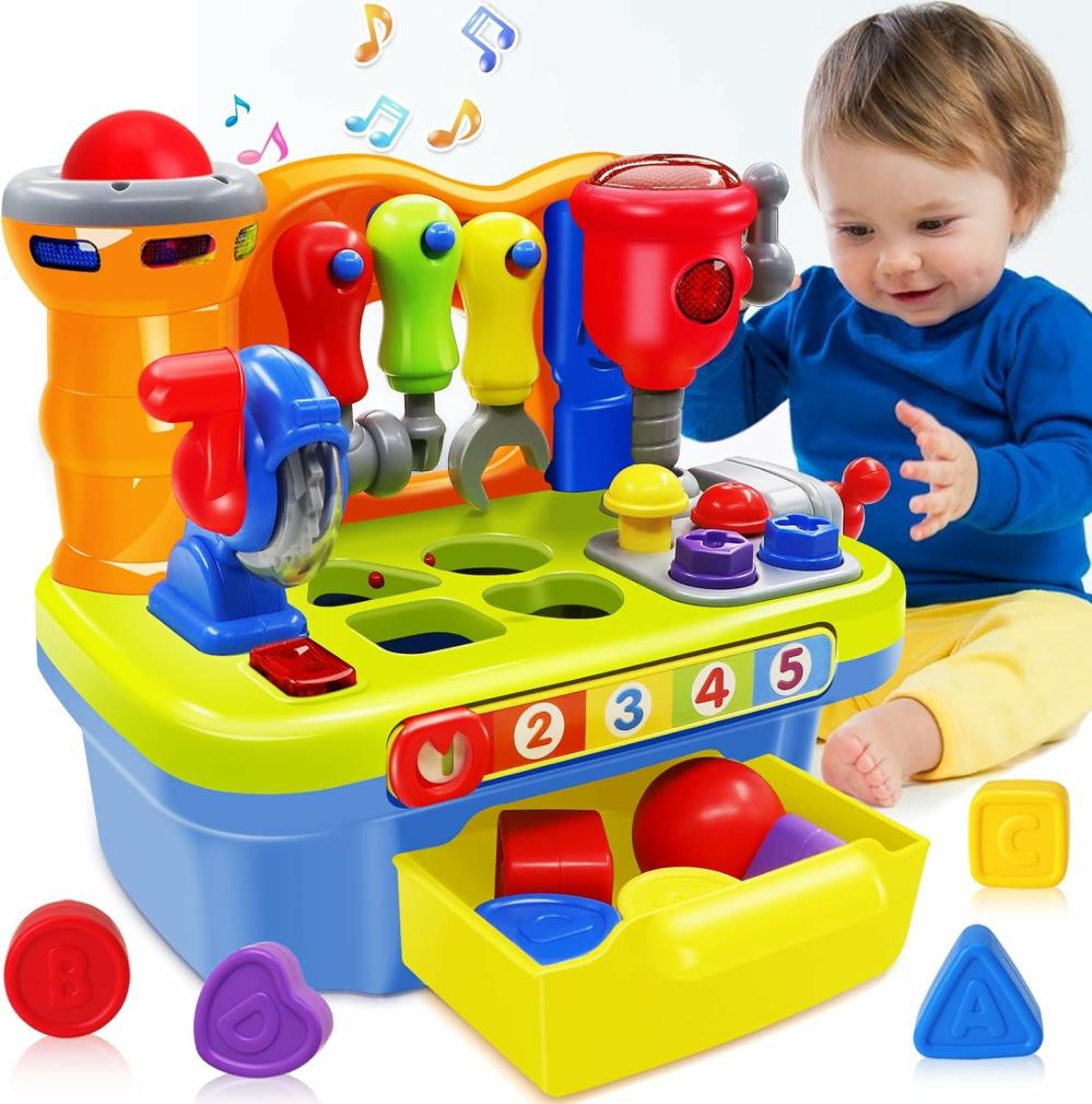 Jouets de martelage et de frappe  | Jouets pour bébés pour garçon et fille de 1 an, banc de travail musical éducatif pour garçons de 1 à 2 ans, cadeau d’anniversaire, jouets sonores et de formes pour enfants en bas âge, ensemble d’outils pour enfants de 12 à 18 mois.