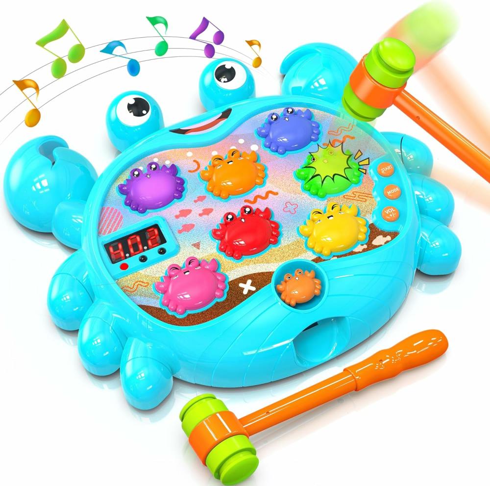 Jouets de martelage et de frappe  | Jouets pour tout-petits pour garçons de 2 à 4 ans – Cadeau d’anniversaire pour un garçon de 2 ans avec 2 marteaux – Jouet d’apprentissage pour tout-petits – Jouet musical avec spray et lumières – Cadeau d’anniversaire pour un garçon tout-petit.