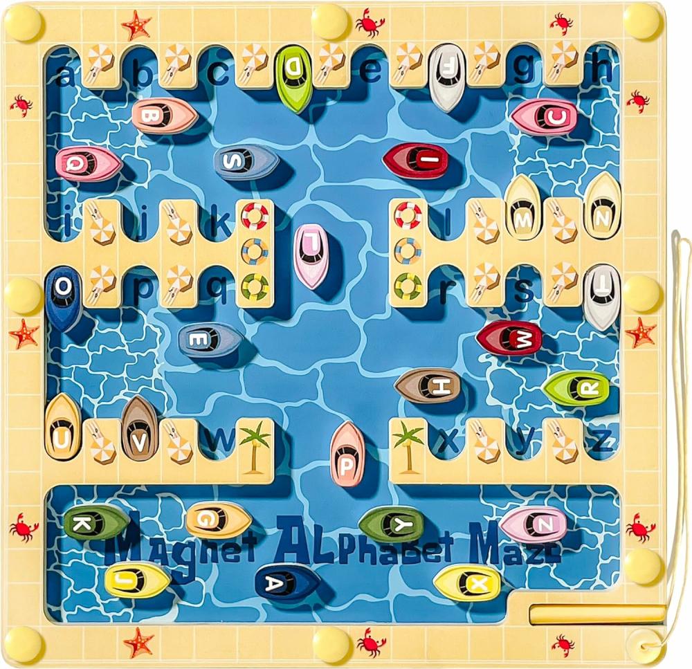 Jouets de tri et d’empilage  | Alphabet Magnétique Labyrinthe Montessori Jouets pour Développer les Compétences Motrices Fines pour Enfants de 3 à 5 Ans, Garçons et Filles, Activités Éducatives en Bois pour la Maternelle, Puzzles de Lettres pour Tout-Petits, Jouets Sensoriels pour Enfants