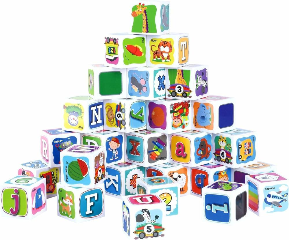 Jouets de tri et d’empilage  | Blocs de Construction ABC pour Tout-Petits 1-3 Ans – Ensemble de 28 Lettres de l’Alphabet en Plastique et Blocs Numériques à Empiler – Jouets Éducatifs Montessori pour l’Apprentissage Prématernelle – Cadeaux Sensoriaux pour Enfants Filles et Garçons