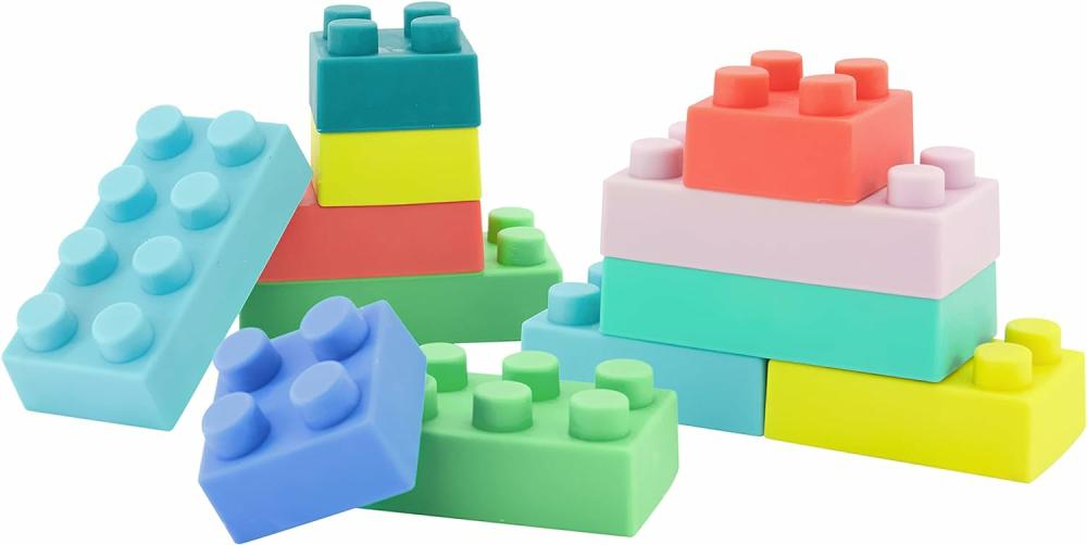 Jouets de tri et d’empilage  | Blocs de construction super doux  Faciles à tenir pour les bébés et les tout-petits  Sans BPA  Multicolores  Ensemble de 12 pièces