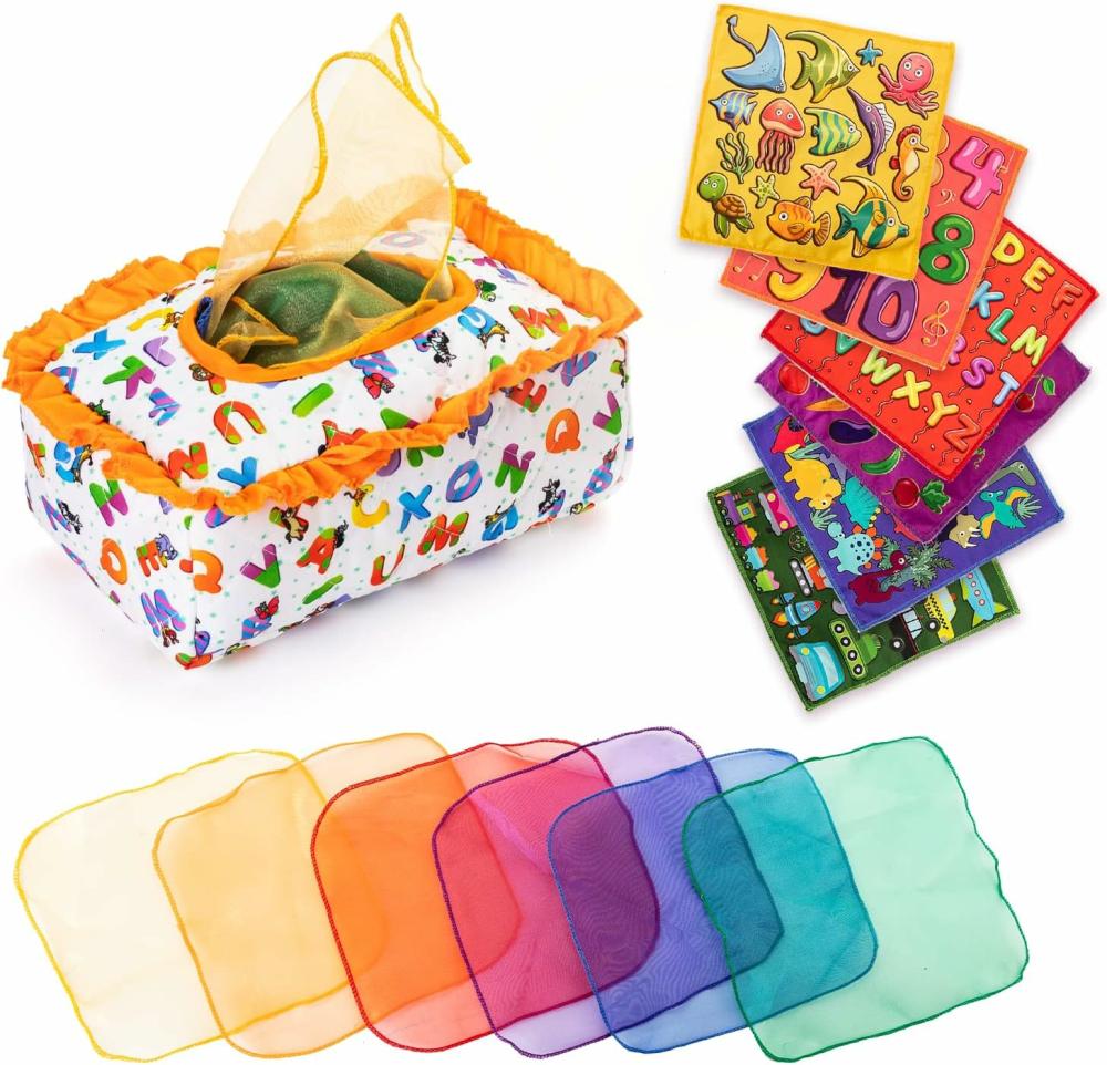 Jouets de tri et d’empilage  | Boîte à mouchoirs pour bébé – Jouets pour bébés de 6 à 12 mois – Jouets Montessori pour bébés de 6 à 12 mois – Jouet sensoriel crissant en contraste pour garçons et filles de 1 an – Jouets d’apprentissage précoce – Cadeaux pour bébés