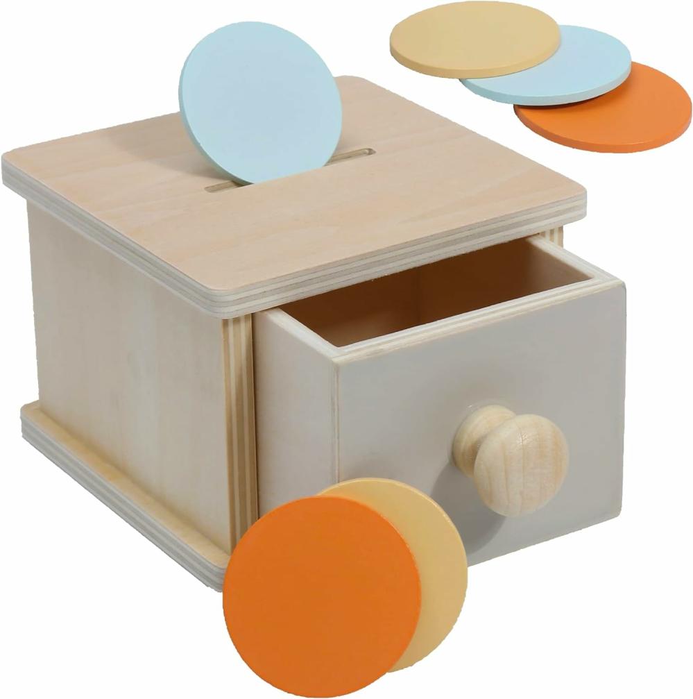 Jouets de tri et d’empilage  | Boîte à pièces Montessori – Jouets Montessori pour bébé de 1 an – Jouet en bois Montessori avec balles – Tiroir à pièces pour nourrissons