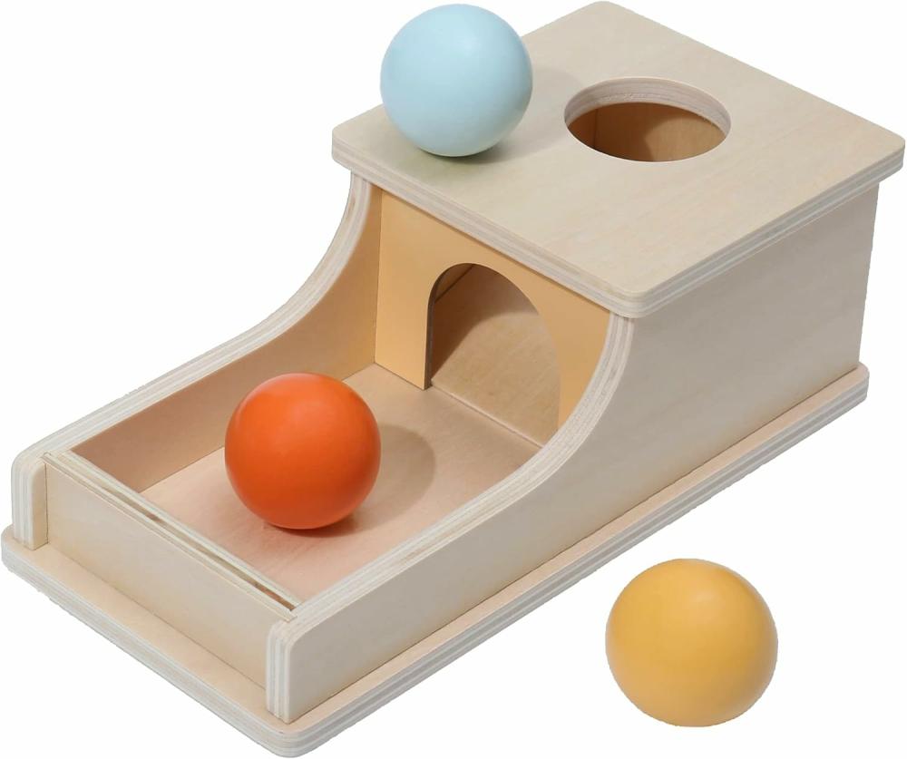 Jouets de tri et d’empilage  | Boîte de permanence de l’objet Jouets Montessori pour bébés de 6 à 12 mois + Jouet de développement avec chute de balle en bois Montessori – Jouet Montessori pour nourrissons et tout-petits de 1 an